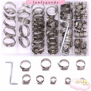 Lanfy แคลมป์หนีบท่อเกียร์ตัวหนอน สเตนเลส 304 ใช้ซ้ําได้ 91 ชิ้น
