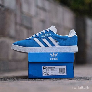 Promo Adidas Gazelle Super White Blue [ฟรีถุงเท้า]