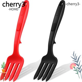 Cherry3 ส้อมซิลิโคน ยืดหยุ่น สีแดง สีดํา สําหรับผสมอาหาร 2 ชิ้น 2 ชิ้น ส้อมไม่ติด ทนความร้อน