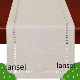 LANSEL ผ้าปูโต๊ะโพลีเอสเตอร์ ทรงสี่เหลี่ยมผืนผ้า แฮนด์เมด สีเบจ ขนาด 12*110 นิ้ว สําหรับสํานักงาน