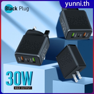 Eu/uk/us 30w หัวชาร์จ Anti-burn Anti-overcharging แท็บเล็ต โน๊ตบุ๊ค โทรศัพท์ อิเล็กทรอนิกส์ หัวชาร์จ Qc 3.0 Fast Charger Adapter Yunni