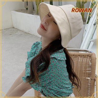 Rowans หมวกบักเก็ต ผ้าฝ้าย กันแดด สามารถปรับได้ เหมาะกับเดินชายหาด แฟชั่นฤดูใบไม้ผลิ ฤดูร้อน