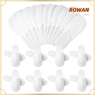 ROWANS รองเท้าแตะ สลิปเปอร์ ปิดนิ้วเท้า แบบนุ่ม ใช้แล้วทิ้ง สําหรับอาบน้ํา สปา 10 คู่