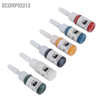 Scorpio313 ชุดหมึกสัก 6 สี 5 มล. ติดทนนานการระบายสีอย่างรวดเร็ว Professional Tattoo Pigment Kit สำหรับช่างสัก