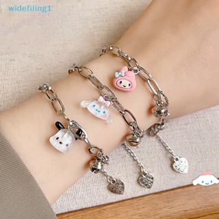 Widefiling1 สร้อยข้อมือ ลายการ์ตูน Sanrio Kawaii Cinnamoroll Pochacco ปรับได้ พร้อมกระดิ่ง เครื่องประดับ สําหรับคู่รัก