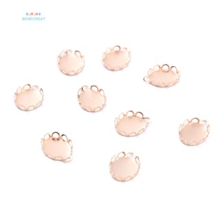 จี้สเตนเลส 304 ทรงวงรี ขอบลูกไม้ สีโรสโกลด์ ขนาด 12x9x2 มม. ถาดขนาด 9 มม.X8 มม. 50 ชิ้น