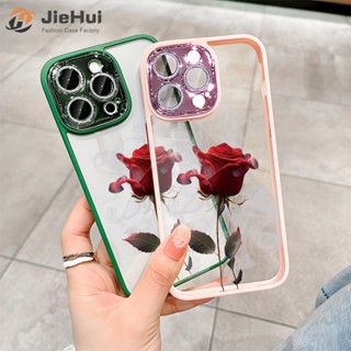 Jiehui เคสโทรศัพท์มือถือ ลายเปลวไฟ ดอกกุหลาบ แฟชั่น สําหรับ iPhone 14 13 12 11 Pro Max Plus Flash Drill ZY141