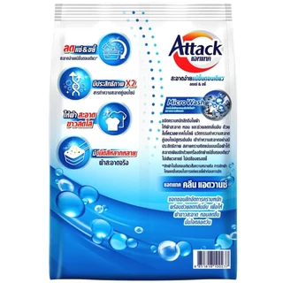 LeeMart ผงซักฟอก แอคแทค Attack 850G ซักผง ลดกลิ่นอับ สูตรเข้มข้น แอทแทคผง 3D สีฟ้า คลีน แอดวานซ์ ขนาด 850 กรัม
