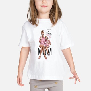 Super Mom Baby Girls T Shirt Mother and Baby Love Life Kawaii Printed T-Shirts Mommys Love Kids White Clothing Child To