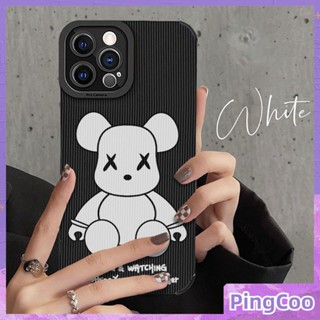 Pingcoo - เข้ากันได้สำหรับ เคส iphone 11 เคสไอโฟน เคสไอโฟน11  Soft กันกระแทกเคสโทรศัพท์วีเนียร์ลายแนวตั้งสีดำป้องกันกล้อง Simple White Bear เข้ากันได้กับ iPhone 14 13 Pro max 12 Pro max XS XR Max 7 8Plus