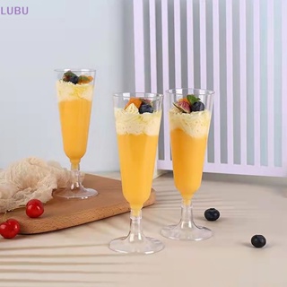 Lubu ใหม่ ขลุ่ยแก้วไวน์ แชมเปญ พลาสติกใส แบบใช้แล้วทิ้ง สําหรับงานแต่งงาน ปาร์ตี้ 6 ชิ้น