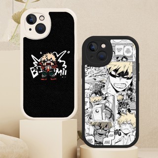 เคสป้องกันโทรศัพท์มือถือหนังแกะ ลาย Katsuki Bakugou My Hero Academia สําหรับ iPhone 13 12 11 14 Pro Max Mini 7 8 Plus X XS XR