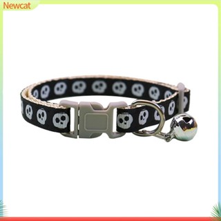 {Newcat} ปลอกคอสัตว์เลี้ยง สุนัข แมว ผ้าไนล่อนเทียม พิมพ์ลายกระดิ่ง ขนาดเล็ก ปรับได้ สวมใส่ง่าย หลายแบบ