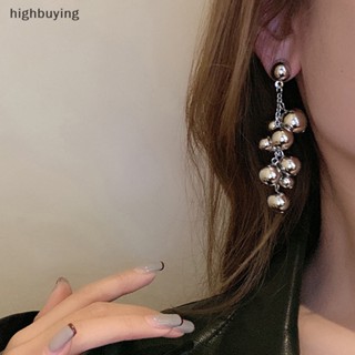 [highbuying] 1 คู่ โอ้อวด โลหะ บอล ลูกปัด จี้ ต่างหู สําหรับผู้หญิง พังก์ พู่ยาว องุ่น ต่างหู ปาร์ตี้ ชายหาด ท่องเที่ยว เครื่องประดับใหม่ พร้อมส่ง