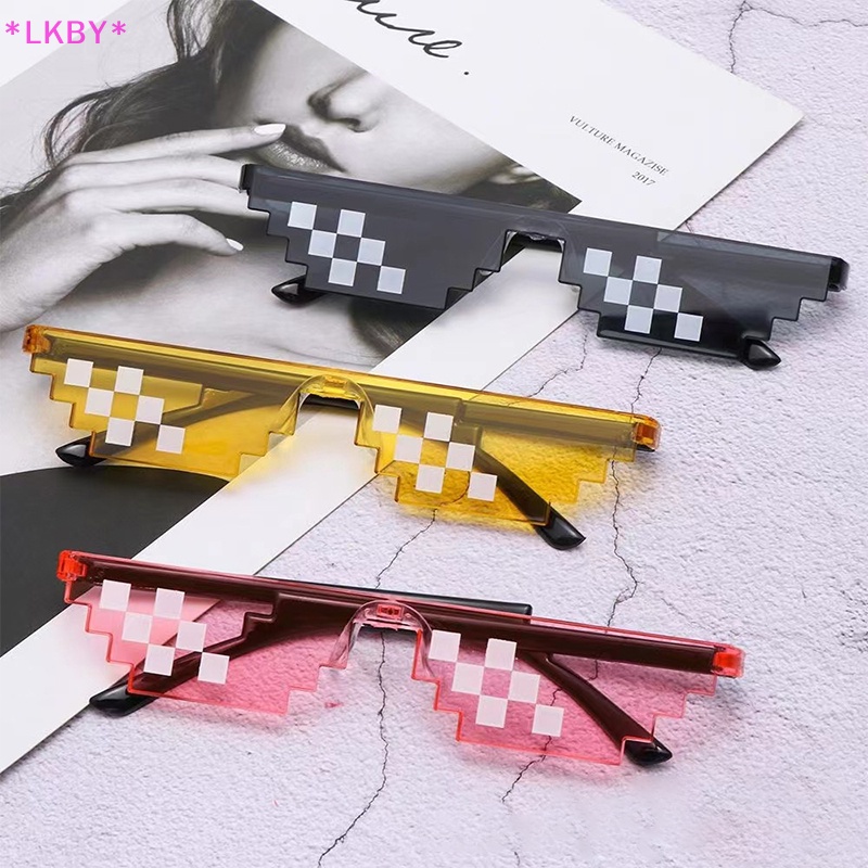 Luckybabys> ใหม่ แว่นตากันแดด โมเสค ลายหุ่นยนต์ แนวเรโทร สีดํา สําหรับปาร์ตี้วันเกิด