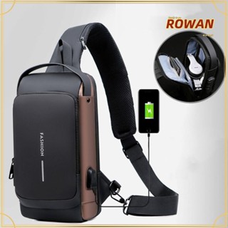 Rowans กระเป๋าคาดอก หนัง อเนกประสงค์ ชาร์จ USB กันน้ํา