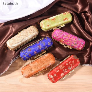 Tatain เคสลิปแฟชั่น แบบเหล็ก พร้อมกระจกด้านใน และที่ปิด 
กล่องใส่ลิปสติก ปักลายดอกไม้ สไตล์เรโทร พร้อมกระจก 
กล่องเคส สําหรับใส่ลิปสติก