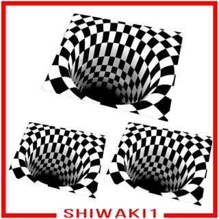 [Shiwaki1] พรมเช็ดเท้าออปติคอล กันลื่น ลายภาพลวงตา 3D สีดํา สีขาว สําหรับตกแต่งห้องครัว ห้องนอน ห้องอาหาร 3D