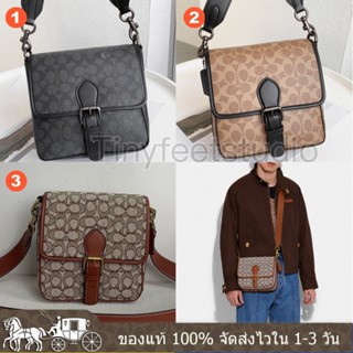 Frankie Men Messenger Bag CD877 CC098 ผู้ชาย กระเป๋าสะพายข้าง COAC H กระเป๋าเอกสาร ลายคลาสสิค สไตล์เรียบง่าย หนังแท้