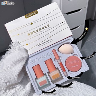 Light Skin Base Makeup Box Foundation Isolation Concealer Loose Powder Full Set Combination Novice Makeup ↑Eele