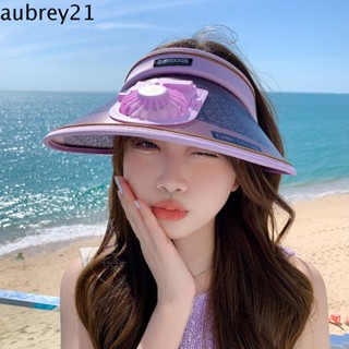 Aubrey1 หมวกกันแดดไฟฟ้า ระบายอากาศ ควบคุมความเร็วได้ 3 ระดับ ขนาดใหญ่ เหมาะกับฤดูร้อน