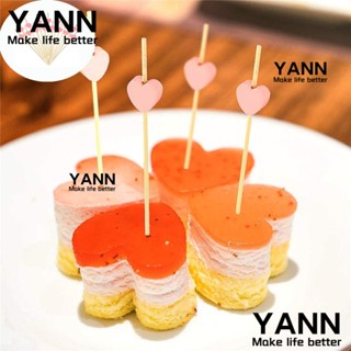 Yann1 ไม้จิ้มฟันไม้ไผ่ รูปหัวใจ ใช้แล้วทิ้ง สีชมพู 4.7 นิ้ว สําหรับทําซูชิ ผลไม้ ขนมหวาน บาร์บีคิว แซนวิช 100 ชิ้น