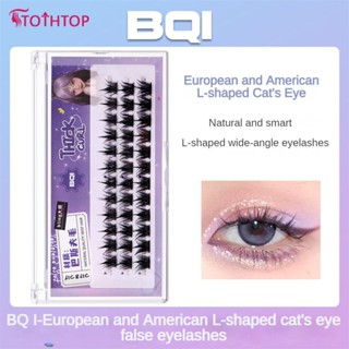 Bqi ยุโรปและอเมริกาขนตาปลอมรูปตัว L Cat Eye ธรรมชาติหนาแสงบาง Stem Soft แบ่งส่วนขนตาคลัสเตอร์เดี่ยวแต่งงานด้วยตนเอง 120 ชิ้นพร้อมเครื่องมือ [TOP]