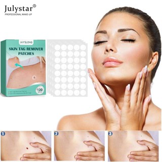 JULYSTAR Jaysuing 120 ชิ้นแพทช์กำจัดหูดร่างกายหูดรักษาสติกเกอร์ผิวหนังปานทำความสะอาดปลอดภัยไม่เจ็บปวดฉลากผิวรักษาสิวและดูแลผิวเครื่องมือกำจัดแท็กผิว