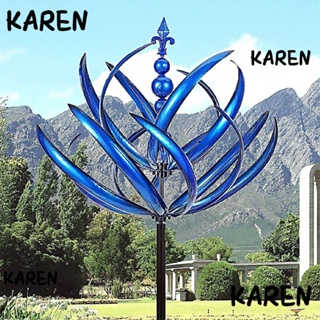 Karen กังหันลมเหล็ก หมุนได้ ถอดออกได้ สีแดง สีฟ้า สําหรับสวน