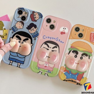 เคสโทรศัพท์มือถือแบบนิ่ม TPU ลายการ์ตูนชินจัง 3D คลายเครียด สร้างสรรค์ สําหรับ IPhone 7plus 11 12 13 14 Pro MAX 7 6s 6 8 Plus X XS MAX SE 2020 XR 8plus