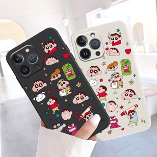 เคสโทรศัพท์มือถือแบบนิ่ม ขอบตรง ลายการ์ตูนชินจังน่ารัก สําหรับ Xiaomi Redmi Note 11 Pro Redmi Note 11S Redmi Note 12 Pro