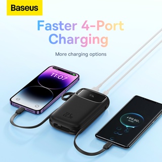 Baseus พาวเวอร์แบงค์ 2023 22.5w 10000mah 20000mah Type-C ชาร์จเร็ว พร้อมสายเคเบิลในตัว หน้าจอดิจิทัล แบตเตอรี่ 20W สําหรับ iphone 14 13 12 pro