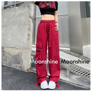 Moon  กางเกงขายาว คาร์โก้ กางเกง เชือกอเมริกันคลาสิค Cargo pants 2023 NEW ทันสมัย Unique สไตล์เกาหลี Korean Style A20M03T 36Z230909