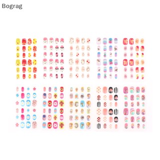 [Bogr] เล็บปลอม แบบกด ลายการ์ตูนน่ารัก หลากสี สําหรับเด็กผู้หญิง 24 ชิ้น