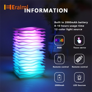 โคมไฟตั้งโต๊ะ LED ชาร์จ USB ปรับได้ พร้อมรีโมตคอนโทรล สีสันสดใส สําหรับตกแต่งห้องนอน