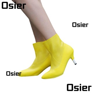 Osier1 รองเท้าส้นสูง สีพื้น กันน้ํา สีเหลือง 1 คู่