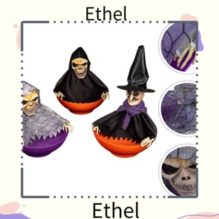 Ethel1 ชามพลาสติกเรืองแสง ขนาดใหญ่ จุของได้เยอะ ลายโครงกระดูก สําหรับปาร์ตี้ฮาโลวีน สยองขวัญ