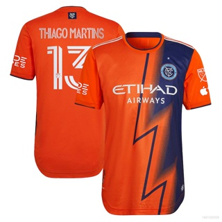 เสื้อยืดแขนสั้น พิมพ์ลายทีมชาติฟุตบอล Thiago Martins New York City FC Jersey สีส้ม พลัสไซซ์ 2023