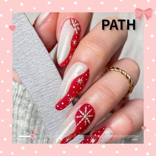 Path เล็บปลอม ผ้าพันคอ ลายนักบัลเล่ต์ สโนว์แมน อัลมอนด์ เอลฟ์ 24 ชิ้น