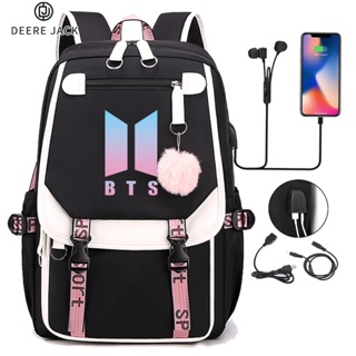 BTS Oxford กระเป๋าเป้ผ้า periferic น่ารัก USB ชาร์จไฟกระเป๋าโรงเรียนมัธยมต้น