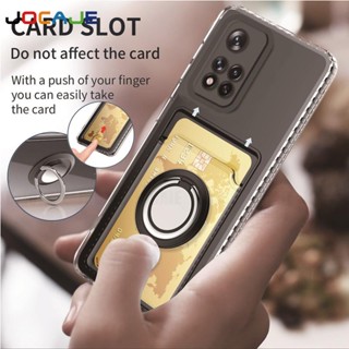 เคสโทรศัพท์มือถือแบบนิ่ม ใส พร้อมแหวนขาตั้ง และช่องใส่บัตร สําหรับ POCO F5 Pro X4 X3 M4 M3 F5 F4 POCO X5 Pro