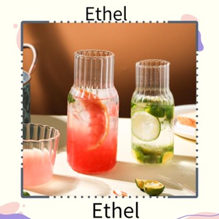 Ethel1 ชุดขวดน้ําร้อน น้ําเย็น แบบแก้วใส ลายทาง ขนาด 400 มล. 600 มล.