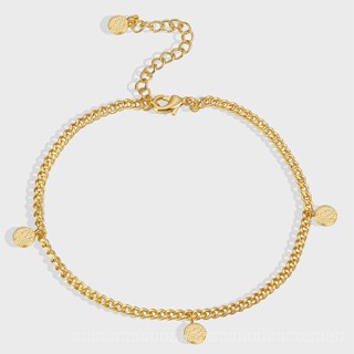 0806-HFCY-JL A0031 French Style Brass Gold Plated Simple Design Beach Chain Anklet Female Hip Hop Style Chain Summer Fresh Foot Ornaments M61H