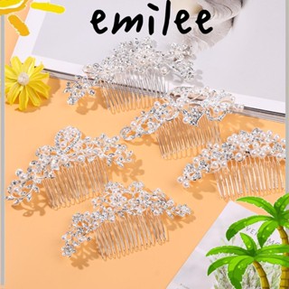 Emilee หวีผมเจ้าสาว ใบไม้ ดอกไม้ คริสตัล เครื่องประดับผม