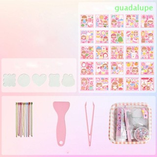 Guadalupe Gooka ชุดสติกเกอร์ การ์ตูนเด็กผู้หญิงน่ารัก ของเล่น DIY พวงกุญแจ แหนบ เด็ก ของขวัญ ชุดการ์ด Goo