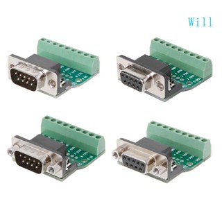 Will อะแดปเตอร์เชื่อมต่อ DB9 ตัวผู้ ตัวเมีย D-SUB RS232 Serial เป็นเทอร์มินัลบอร์ดซิก