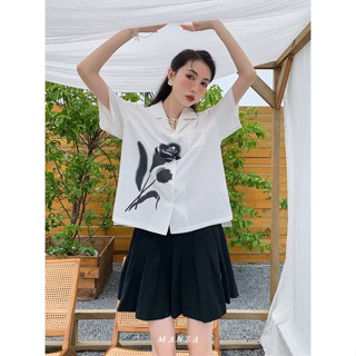 MANSA white floral shirt เสื้อลายดอก