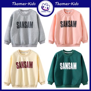 [THOMAS Kids] เสื้อกันหนาวแขนยาว คอกลม พิมพ์ลายโมโนแกรม แฟชั่นฤดูใบไม้ผลิ และฤดูใบไม้ร่วง สําหรับเด็กผู้หญิง และเด็กผู้ชาย 2-9 ปี