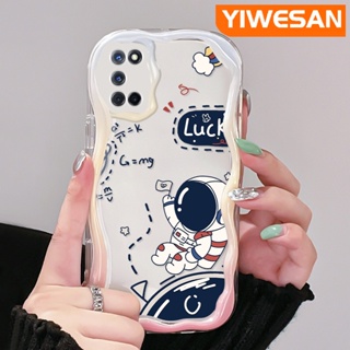 เคสโทรศัพท์มือถือแบบใส กันกระแทก ลายการ์ตูนนักบินอวกาศนําโชคน่ารัก สีครีม สําหรับ OPPO A52 A92 A72 4G