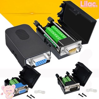 Lilac VGA ขั้วต่อเชื่อมบัดกรี สามแถว พร้อมขั้ว VGA ปลั๊ก 15 Pin 15pins 3+9 น็อต Type D-SUB DB15 VGA สําหรับคอมพิวเตอร์